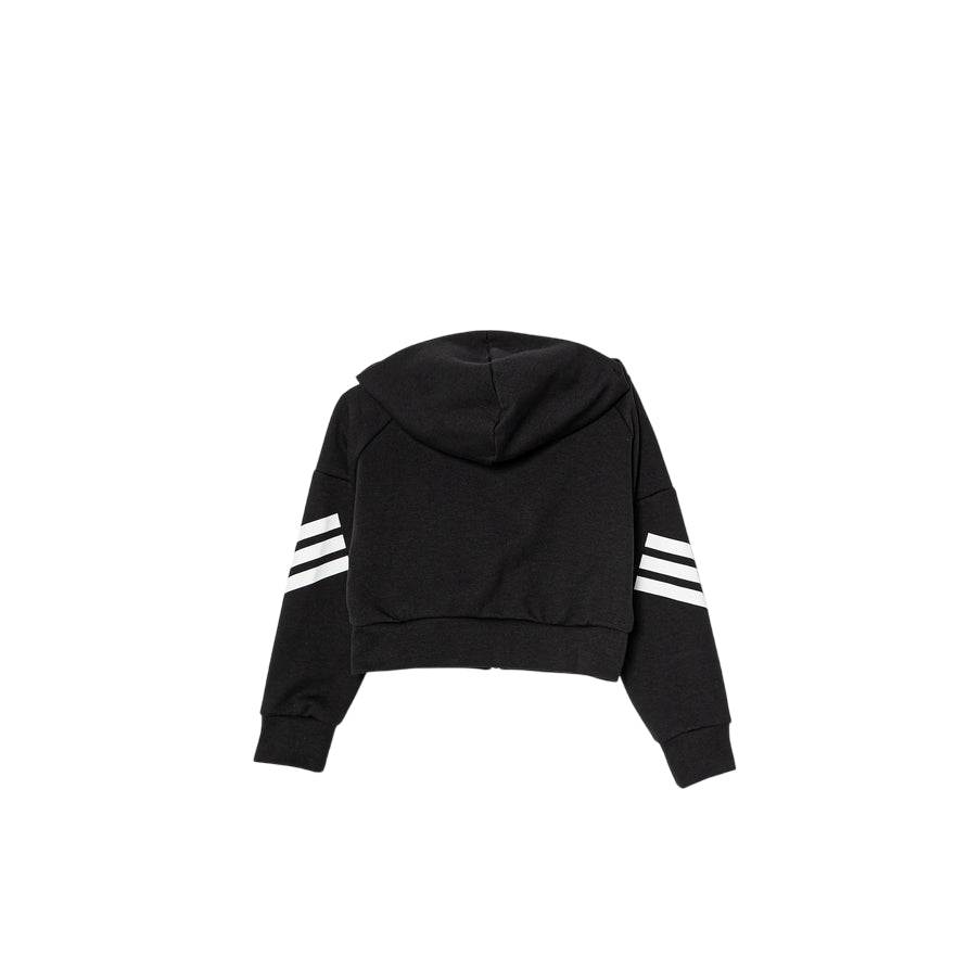Adidas Felpa con cappuccio e cerniera FT 3 STRIPES JJ4847 Nera - Stile e Comfort per Ragazze