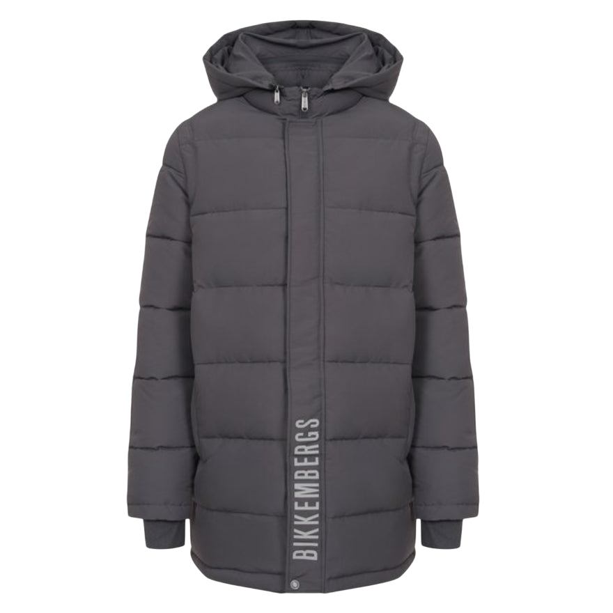 Bikkembergs BMG1264 00 Parka Uomo 8004 Dark Shadow - Parka con Cappuccio e Tasche con Zip