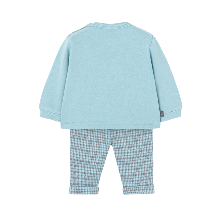 Boboli Completo di felpa e pantaloni in cotorne per neonato maschio 109156-2597 celeste