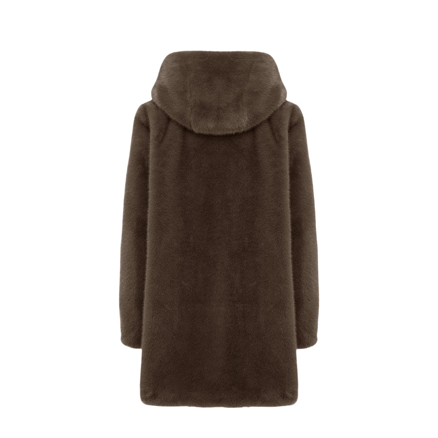 CENSURED Ecopelliccia Donna CW1881FRN5 148 Bronzo – Cappotto Caldo con Cappuccio, Morbido e Trendy - retro