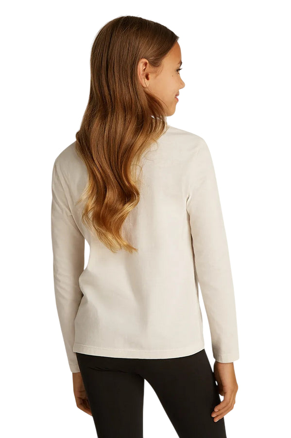 Calvin Klein IG0IG02135 YAF Maglietta Manica Lunga Ragazzo Bianco - T-shirt Logo CK Comfort e Stile - retro