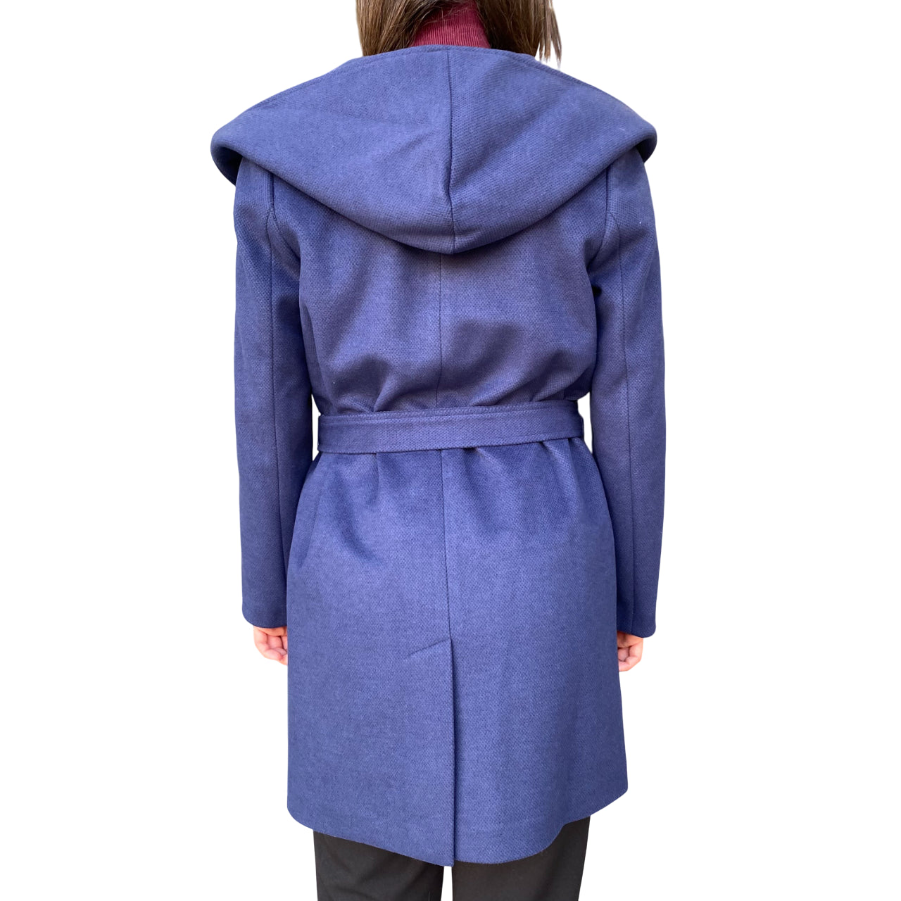 Cappotto Doppiopetto Corto con Cappuccio Donna DGF6055 Blu