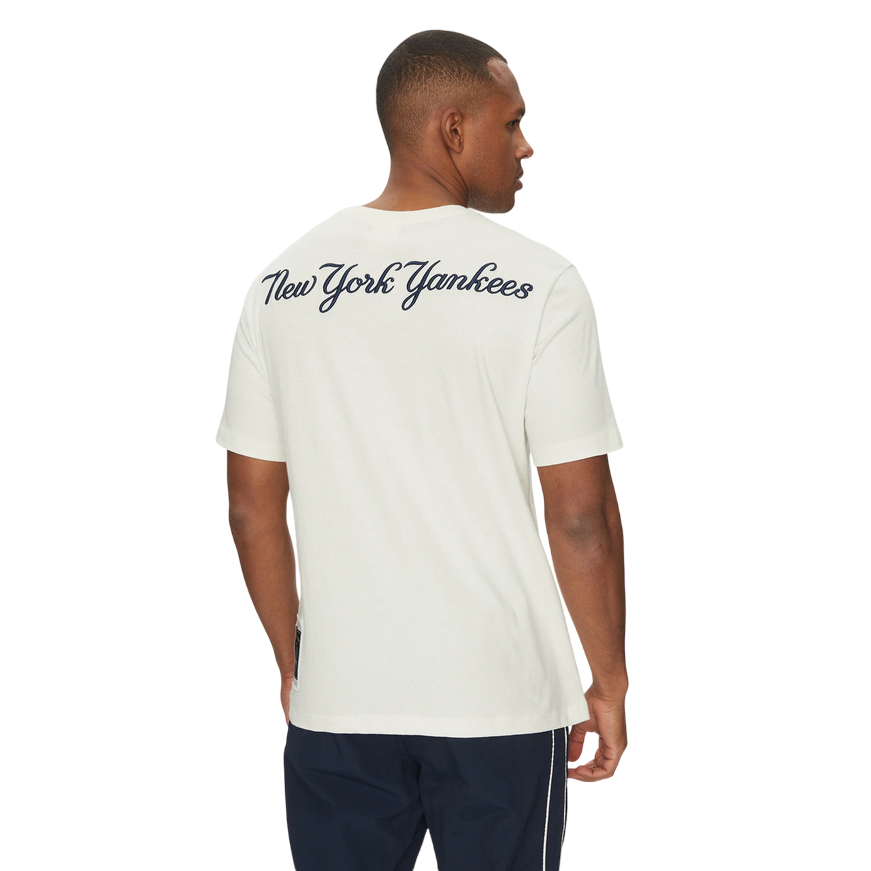 Champion maglietta manica corta da uomo con logo NY e scritta sul retro New York Yenkees 221037 WW049 bianco