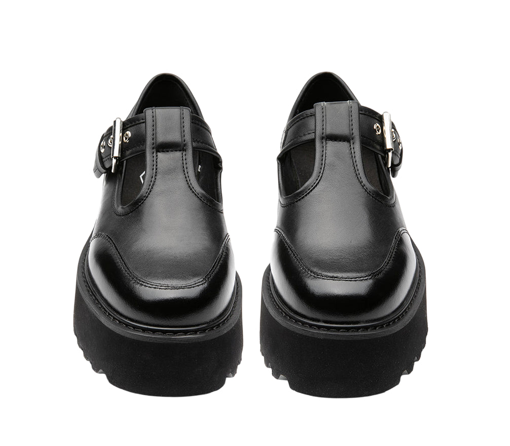Cult Mocassino con fibbia e zeppa da donna CLW455600 nero - frontale
