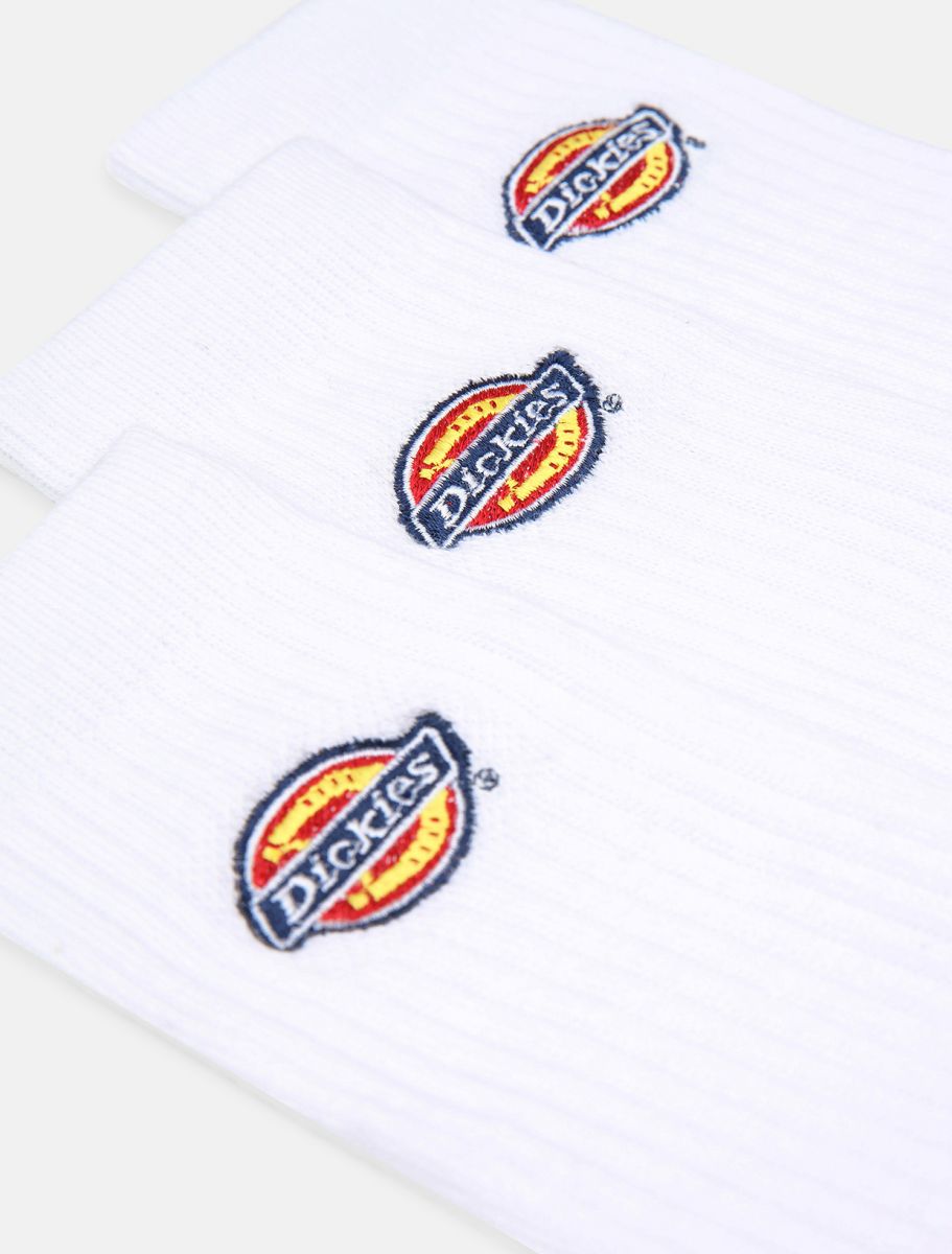Dickies Calza unisex con logo Valey Grove DK0A4X82WHX bianco. Confezione da 3 paia 1