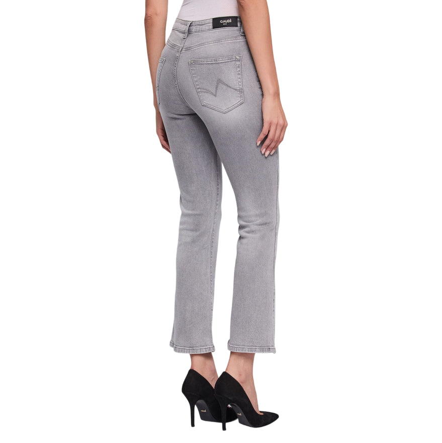 Gaudì Jeans 521BD26023_00 Grigio: Jeans Donna Cropped Flared Effetto Used - posteriore