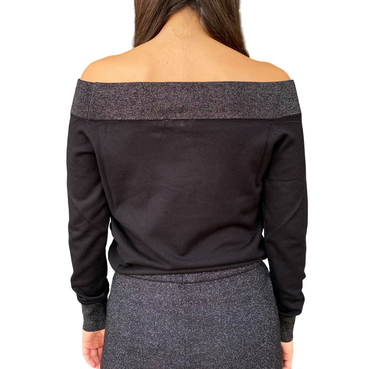 Gaudì Maglia Donna Off the Shoulder Nero 521BD53015 | Maglione Spalle Scoperte