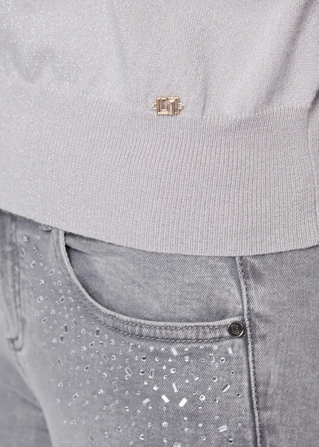 Gaudì Maglia Girocollo Lurex Donna 521BD53052 Grigio | Maglione Leggero - logo