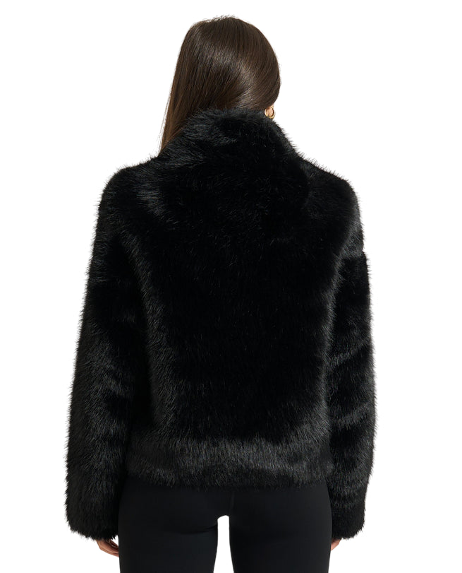 Giacca corta ecopelliccia donna 1382 G004 0801 Nero - retro