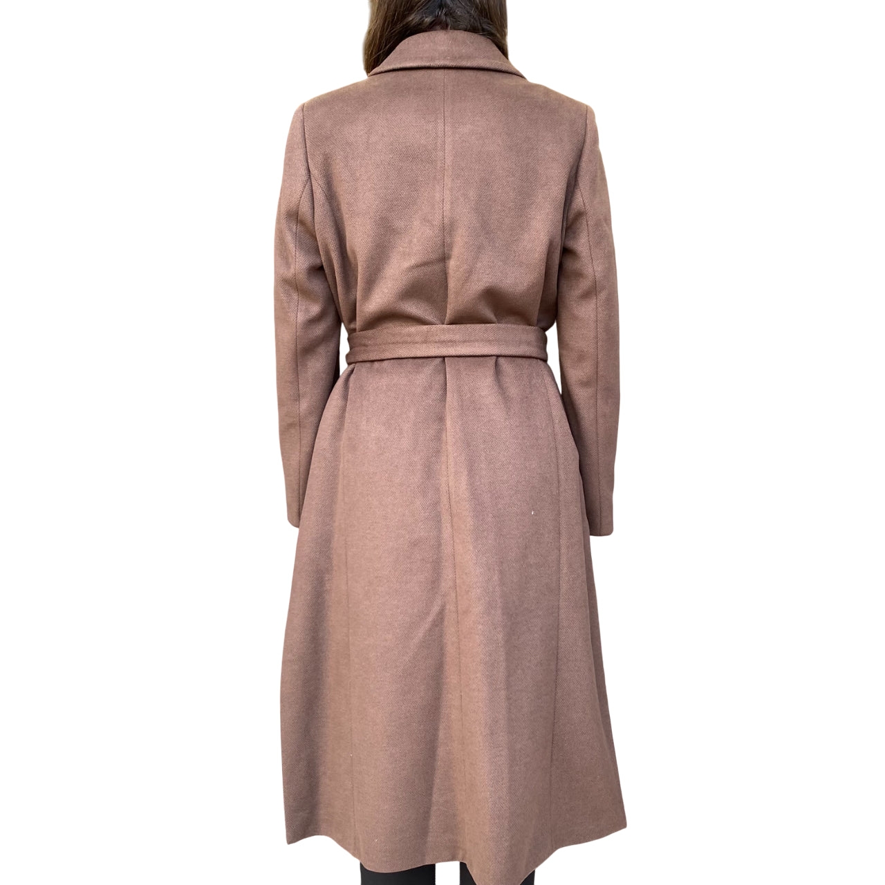 Griffai Cappotto Doppiopetto Lungo con Cintura Donna DGF6053 Moro - posteriore