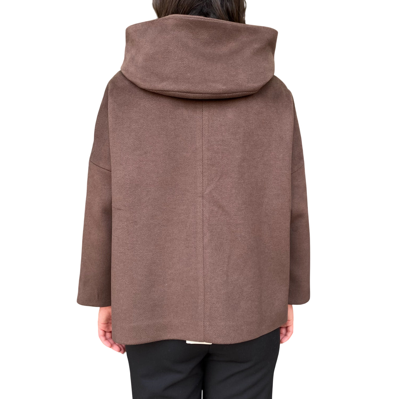 Griffai cappotto corto con cappuccio donna DGF6056 Moro - posteriore