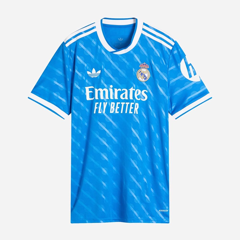 Adidas Real Madrid Maglia 3 JV5845 Azzurro - Maglia calcio uomo con logo Trefoil
