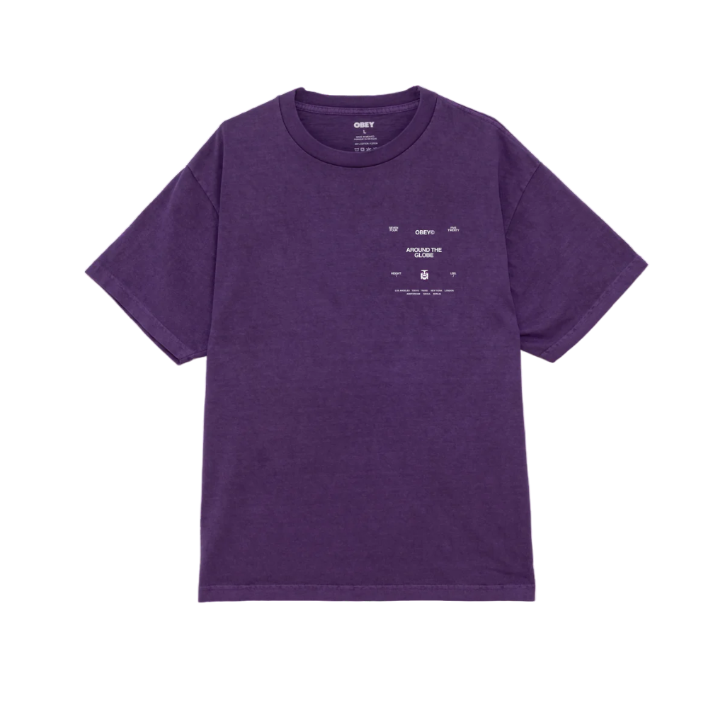 Obey maglietta manica corta da uomo Araund the Globe 167924096 viola