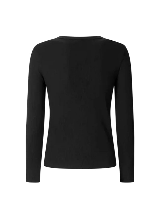 Pepe Jeans Maglia Donna BETINA PL5000025 999 Nero - Maglia Aderente Girocollo a Coste in Cotone
