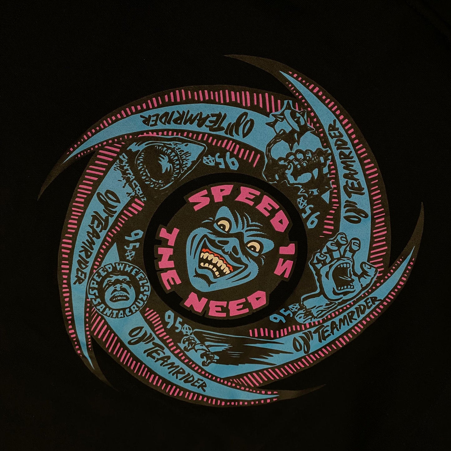 Santa Cruz felpa con cappuccio da uomo Speed Wheels Faces Hood nero