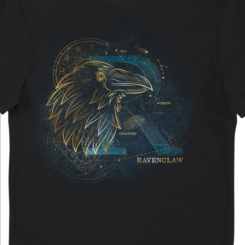 Maglietta t-shirt per adulti Harry Potter Casa Corvonero che si illumina al buio