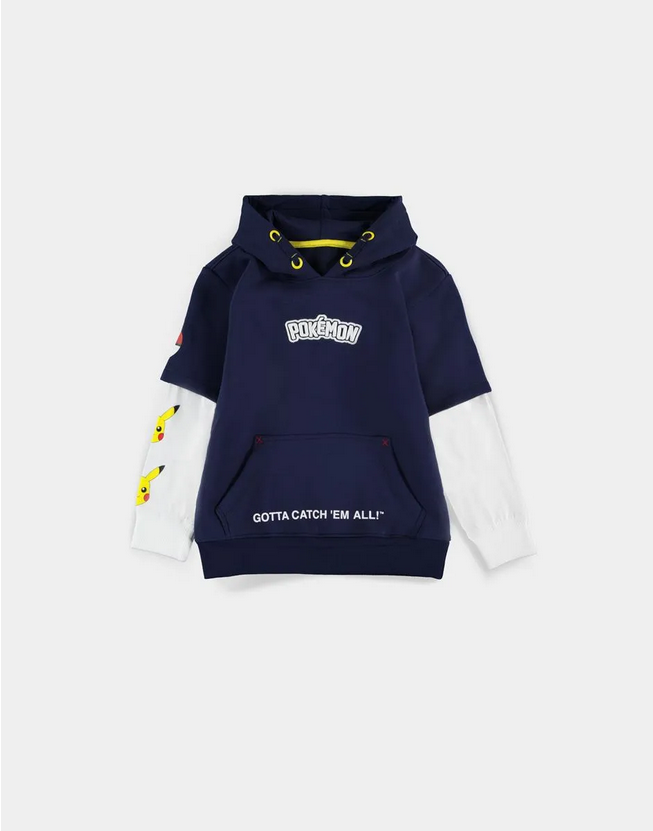 Felpa Pokémon con Cappuccio Doppia Manica Bambino - Blu Ufficiale
