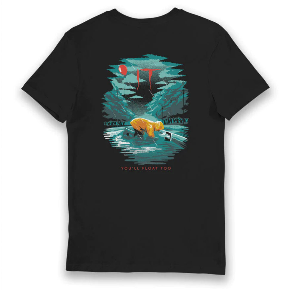 IT Balloon Georgie You'll Float Too Boat Drain Maglietta t-shirt per adulti Nera