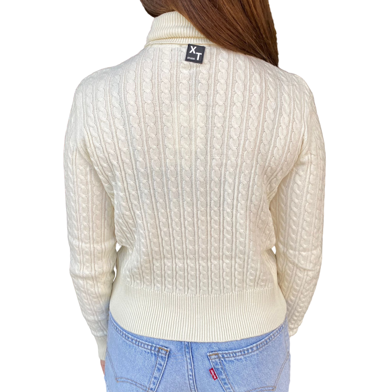 XT Studio maglia dolcevita con trecce X124WT7012K50201-108 panna