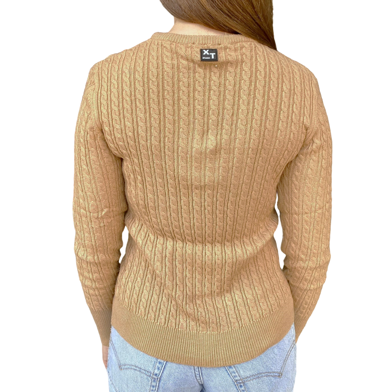 XT Studio maglia girocollo con trecce X124WT7010K50201-L46 biscotto