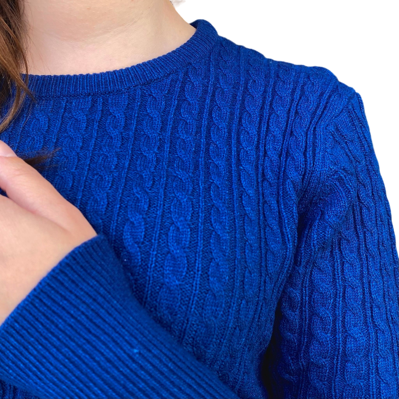 XT Studio maglia girocollo con trecce X124WT7010K50201-S70 blu