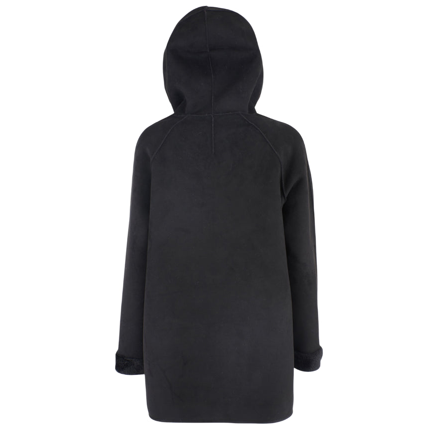 Yes Zee 1444 O026 0801 Nero - Cappotto reversibile donna ecopelliccia