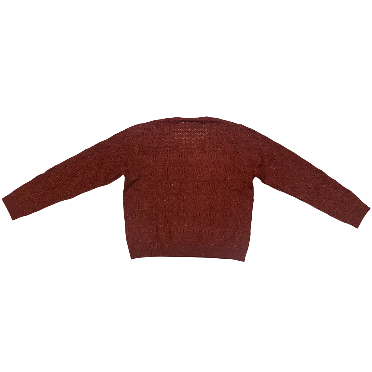 Yes Zee Maglia Donna Scollo V Glitter Lavorata 1398 M019 0580 rosso borgogna