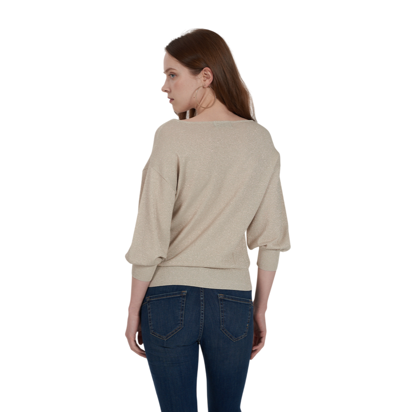 Yes Zee maglia manica lunga con lurex oro 1009 M415/LH00 0222 beige1