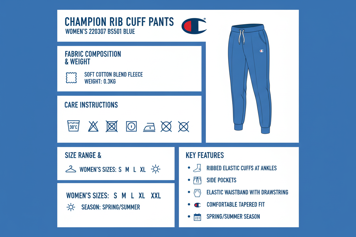 Infografica Champion pantalone donna rib cuff blu