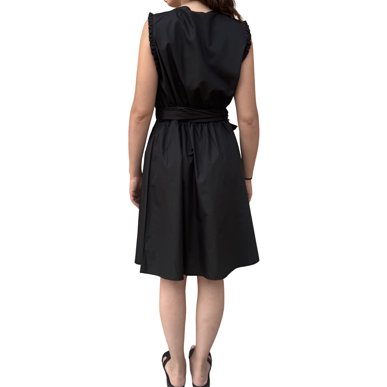 Griffai Abito corto da donna in cotone con scollo incrocio DGP6706 nero