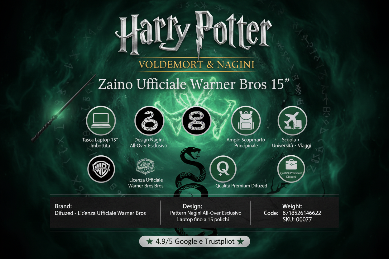 Zaino Harry Potter Voldemort Nagini Infografica