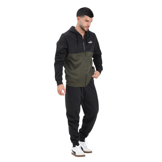 Puma - Tuta Sportiva Uomo con Cappuccio 692158-70 Verde-Nero