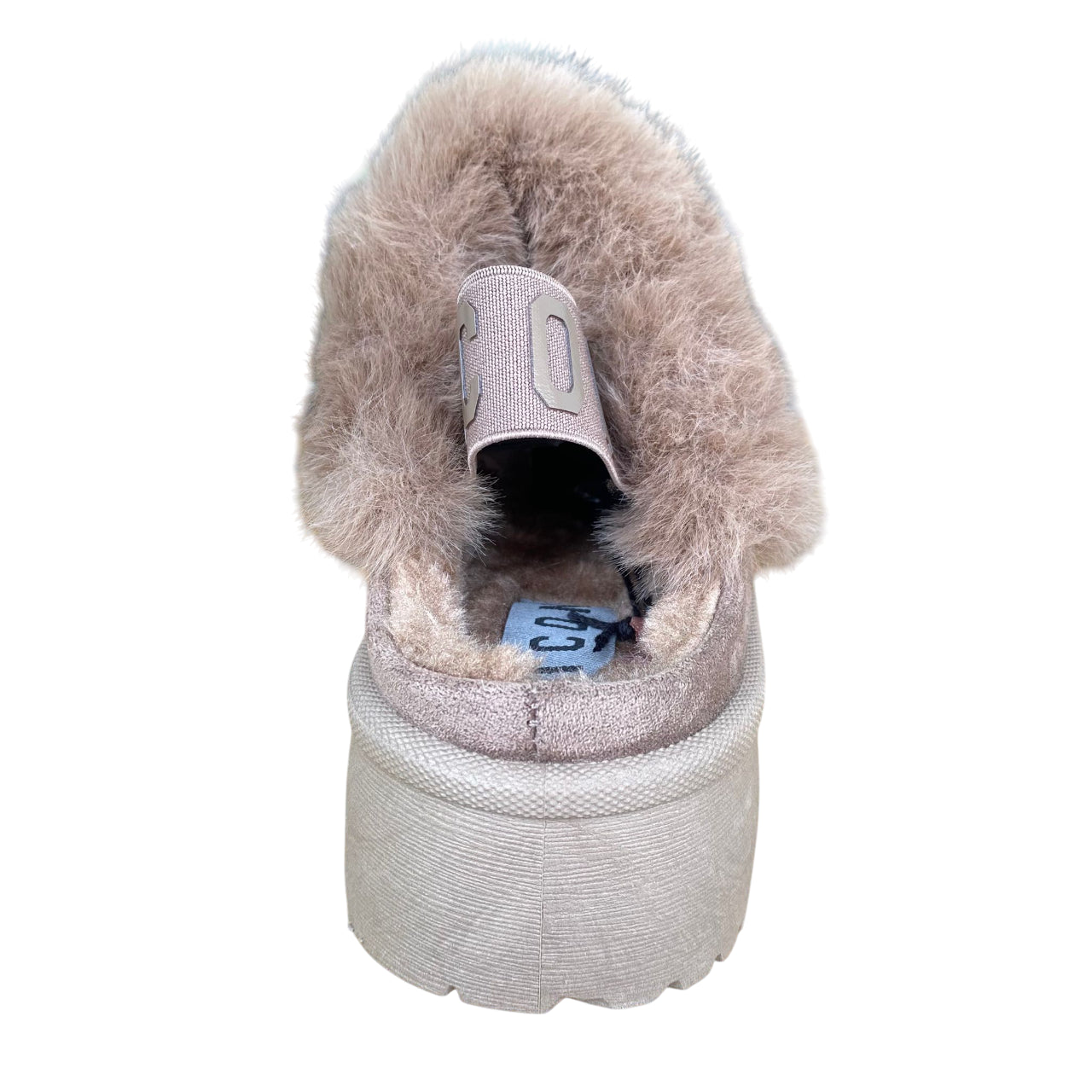 Sabot Icon donna IC04679SD tortora, platform 4cm, nabuk e logo brillantinato. Comfort, stile.