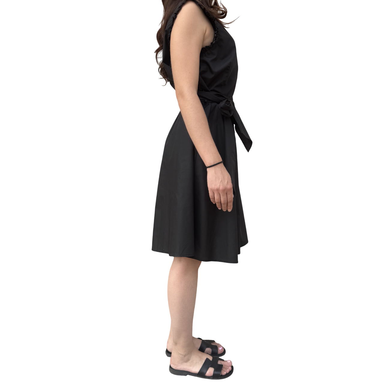 Griffai Abito corto da donna in cotone con scollo incrocio DGP6706 nero