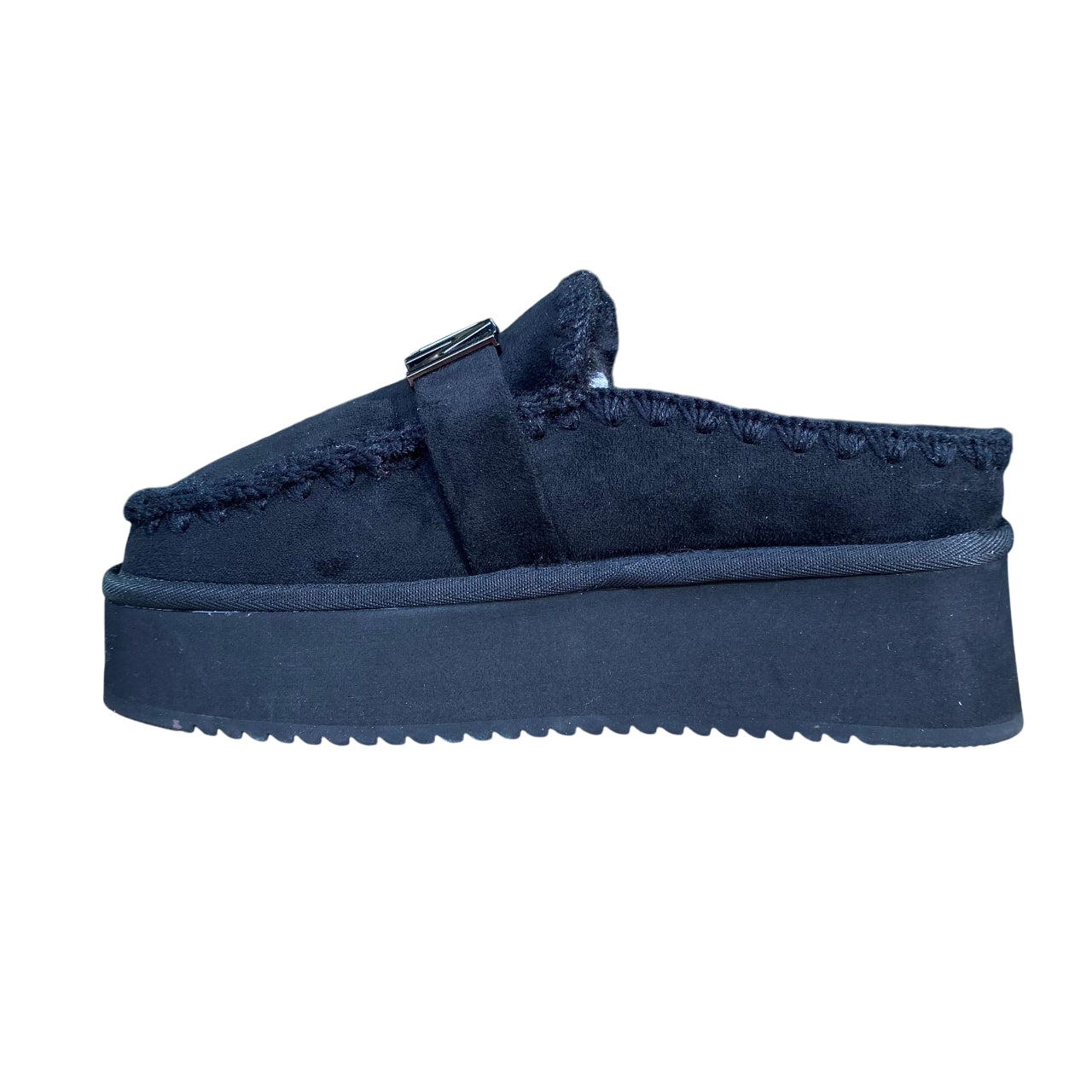 Icon Sabot mocassino donna IC05264SD nero, nabuk e pelliccia.