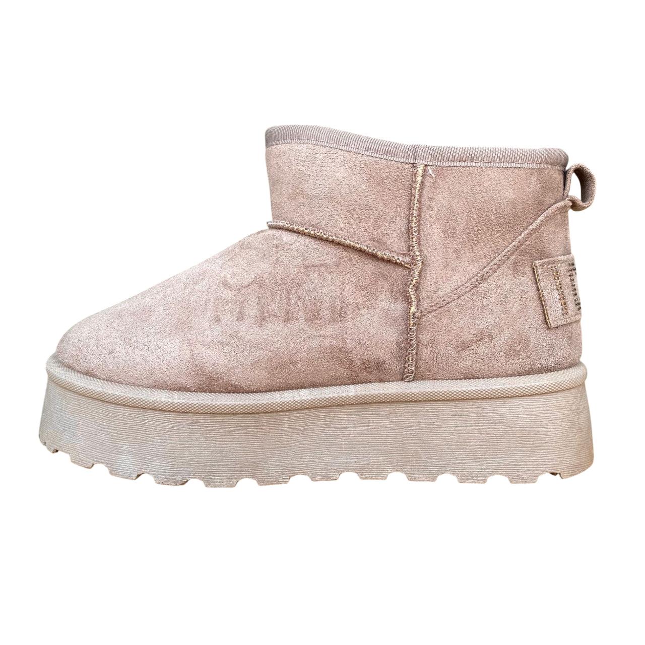 Icon Tronchetto donna IC04416SD tortora, nabuk, pelliccia interna e logo brillantino.