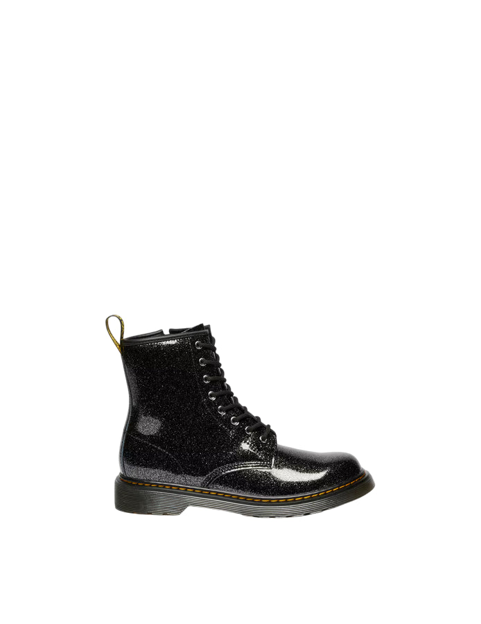 Dr. Martens – Stivali Junior 1460 Glitter 41437001 Nero & Argento | Design Brillante, Pelle Glitterata Kids, Comfort Protezione