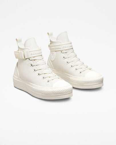 Converse scarpa alta da donna con zeppa e fascetta alla caviglia A04270C white vintage-egret