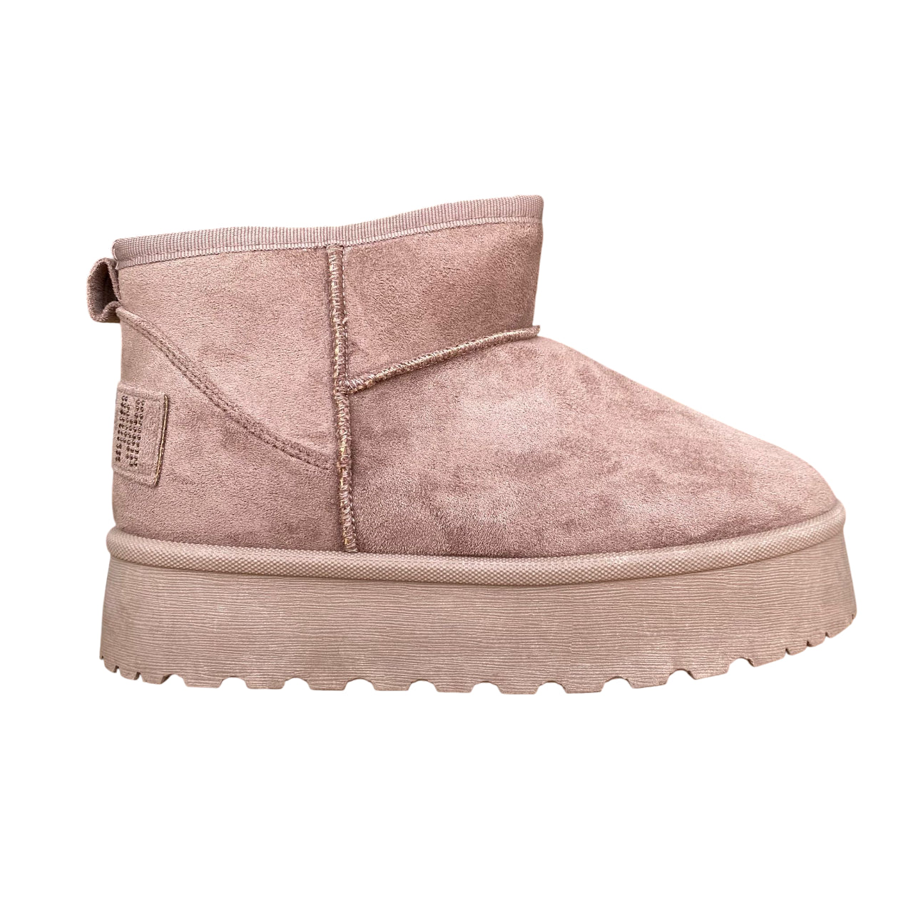 Icon Tronchetto donna IC04416SD tortora, nabuk, pelliccia interna e logo brillantino.