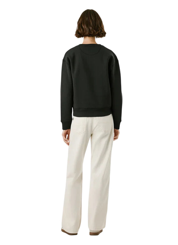 Pepe Jeans Felpa Donna BABI PL5800017 999 Nero - Felpa Girocollo Casual con Logo