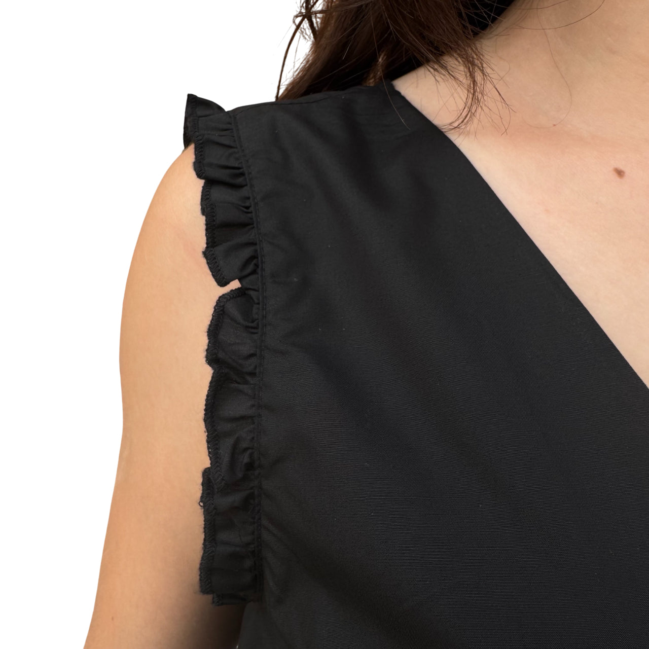 Griffai Abito corto da donna in cotone con scollo incrocio DGP6706 nero