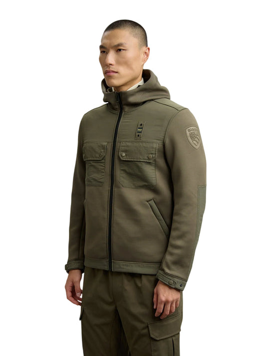 Blauer Rodman Scuba Multi Pocket Sweatshirt 25WBLUF02252-004745 670 Verde – Felpa Uomo Tecnica