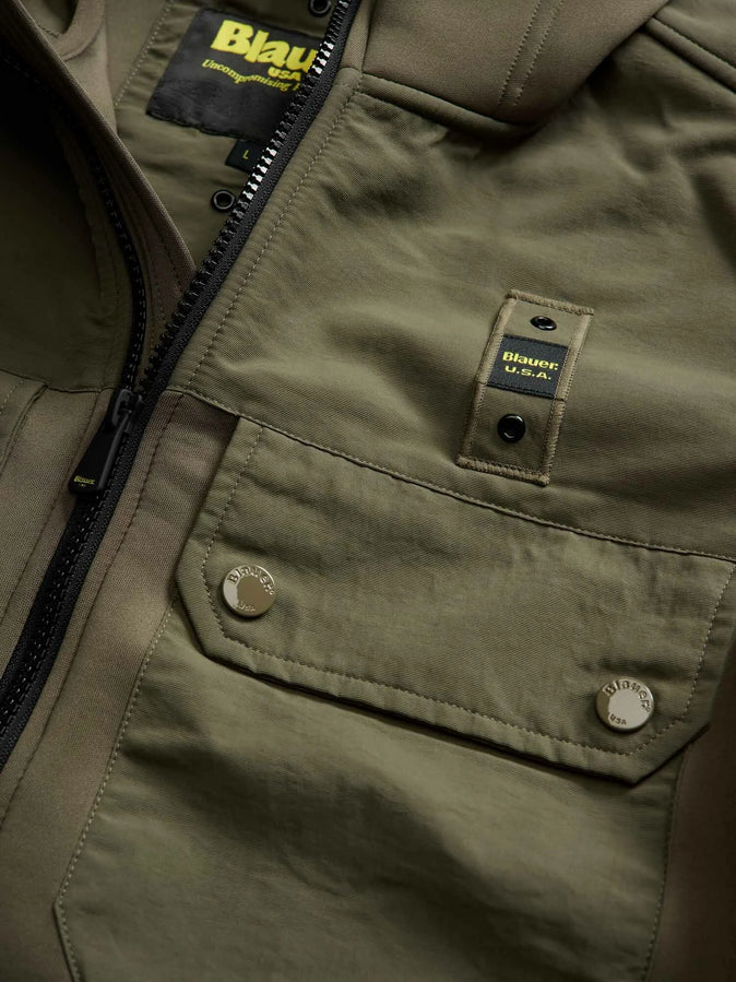 Blauer Rodman Scuba Multi Pocket Sweatshirt 25WBLUF02252-004745 670 Verde – Felpa Uomo Tecnica