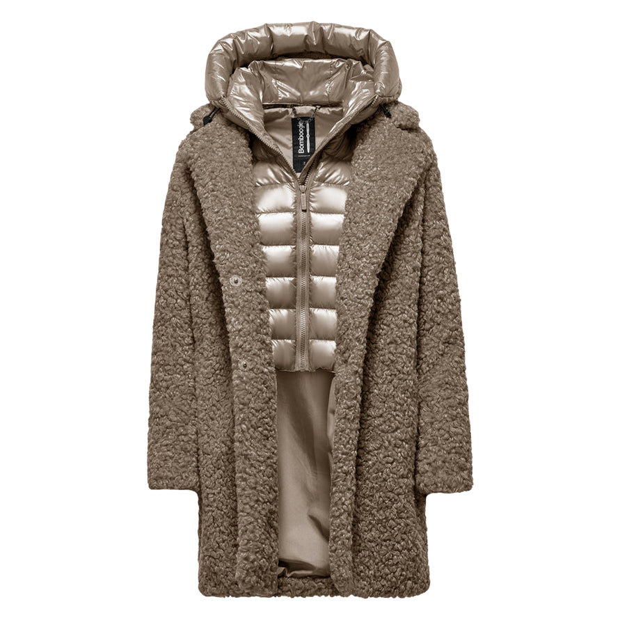 Bomboogie Odessa Overcoat CW6570TSFC5_172 Tortora- Cappotto lungo donna elegante e funzionale