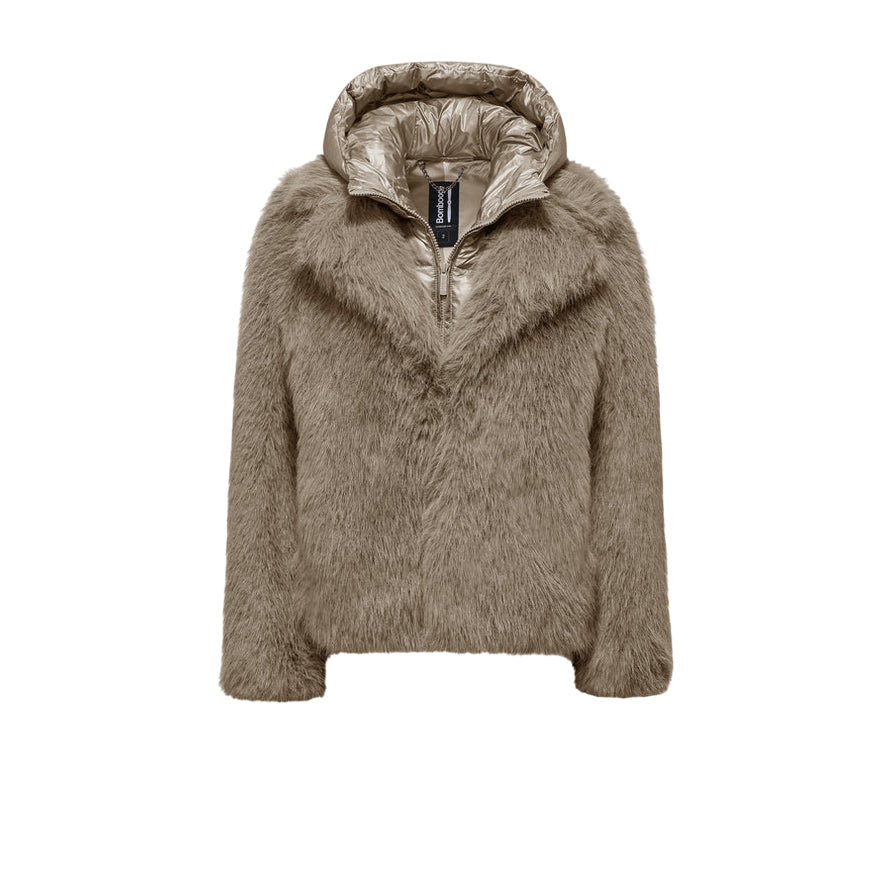 Bomboogie Paris Coat GW9148TFRL5_172 Tortora - Cappotto corto donna in pelliccia sintetica