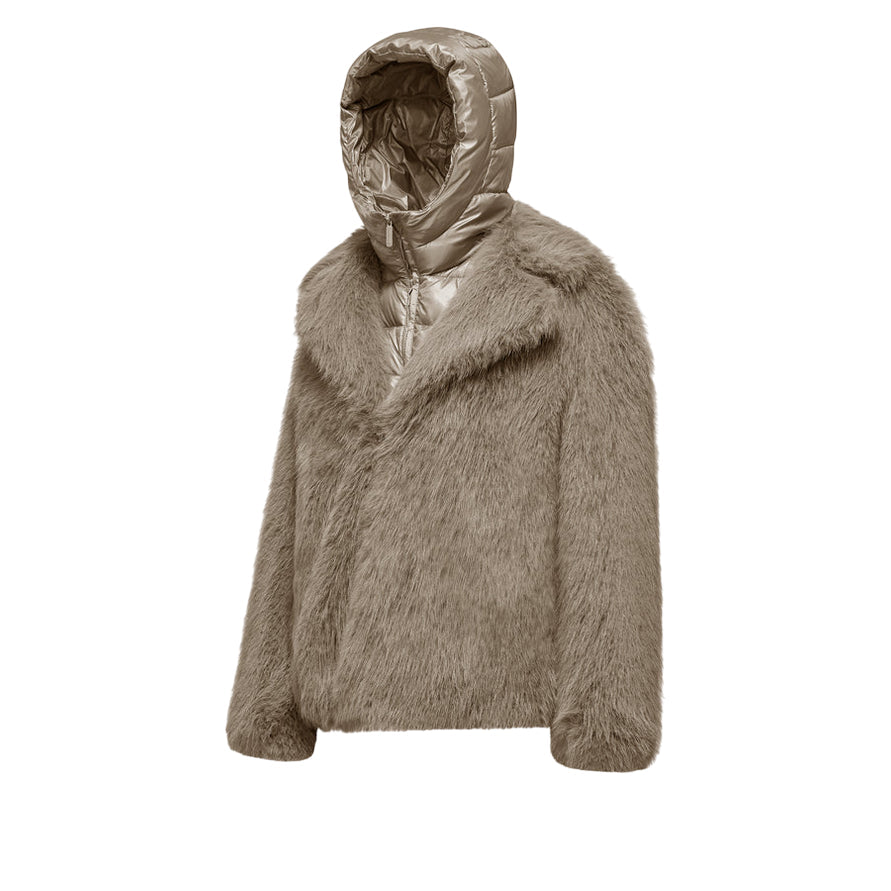 Bomboogie Paris Coat GW9148TFRL5_172 Tortora - Cappotto corto donna in pelliccia sintetica - laterale