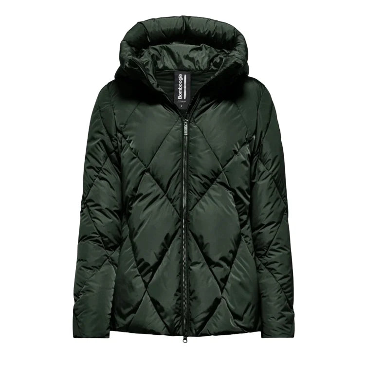 Bomboogie piumino corto da donna trapunta a rombi GW8639TTNP4 347 verde foresta