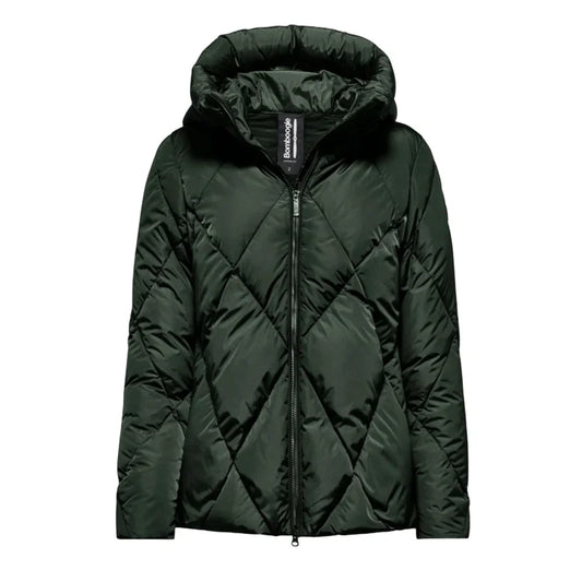 Bomboogie piumino corto da donna trapunta a rombi GW8639TTNP4 347 verde foresta