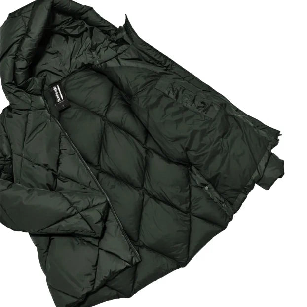 Bomboogie piumino corto da donna trapunta a rombi GW8639TTNP4 347 verde foresta