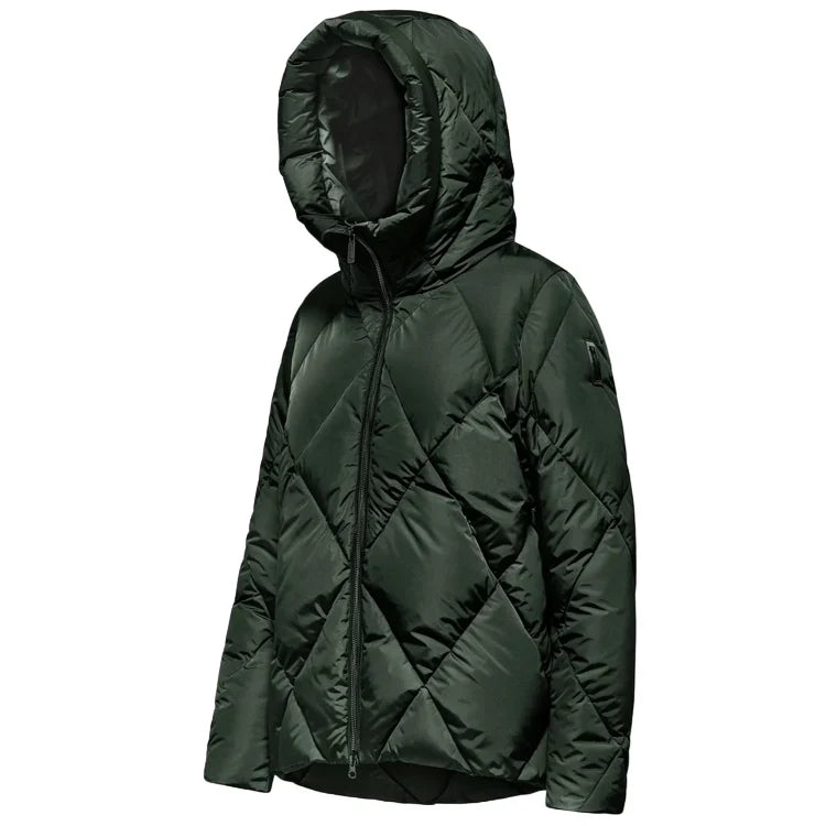 Bomboogie piumino corto da donna trapunta a rombi GW8639TTNP4 347 verde foresta